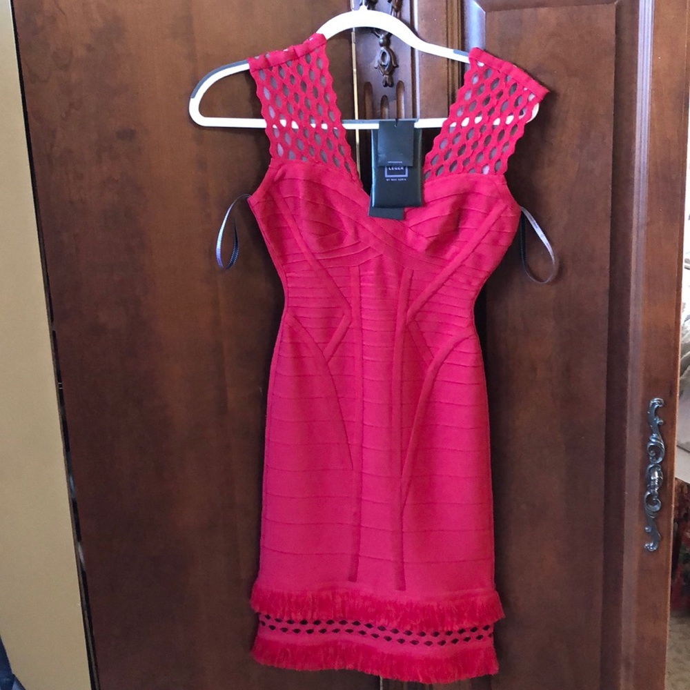 Red Herve Leger dress